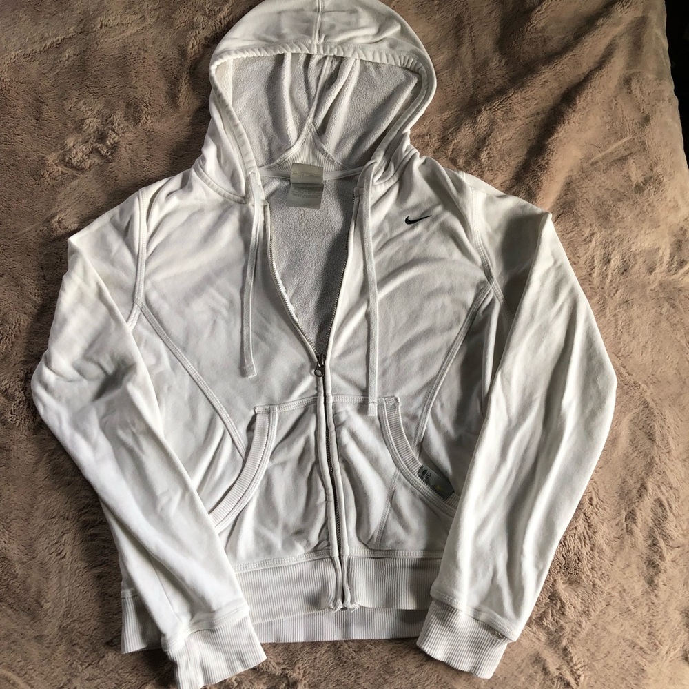Nike white zip up hoodie
